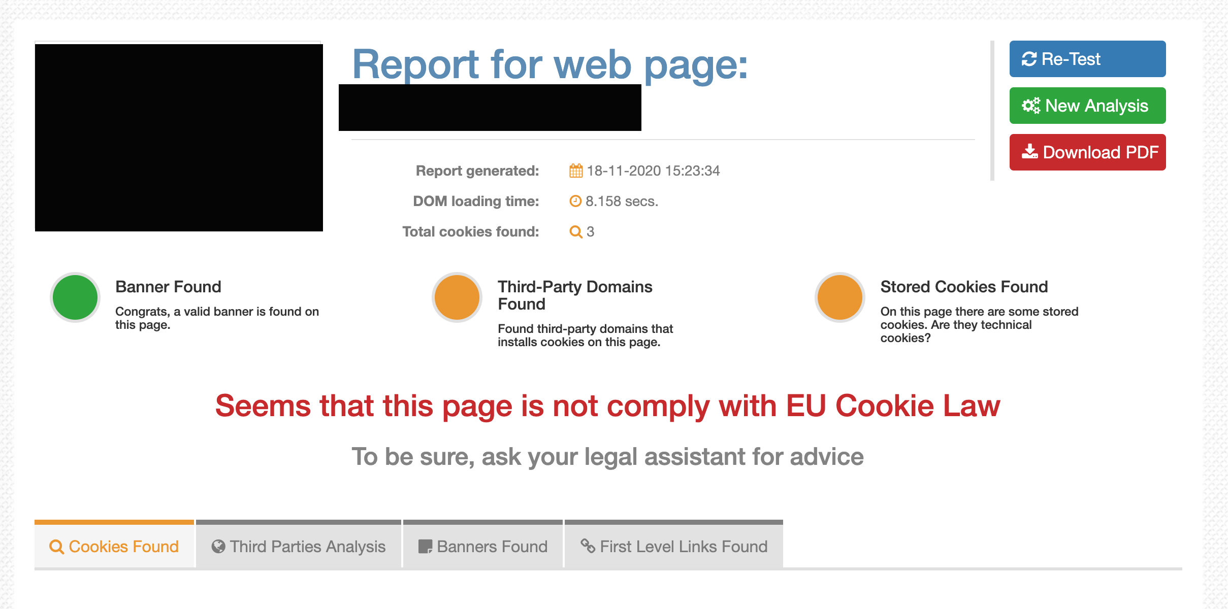 CookieMetreix Cookie Scanner Website Sicherheitscheck