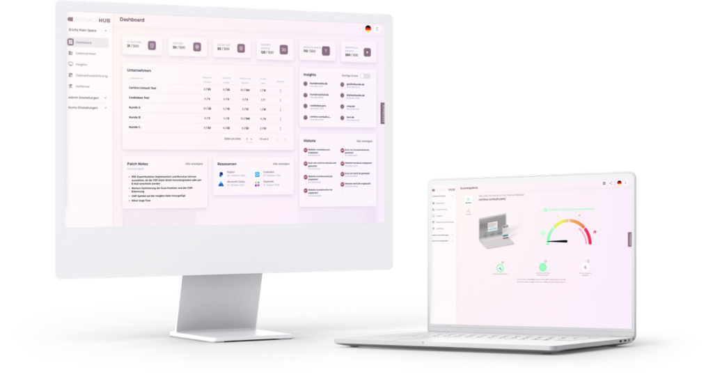 privacy hub dashboard und scan bericht