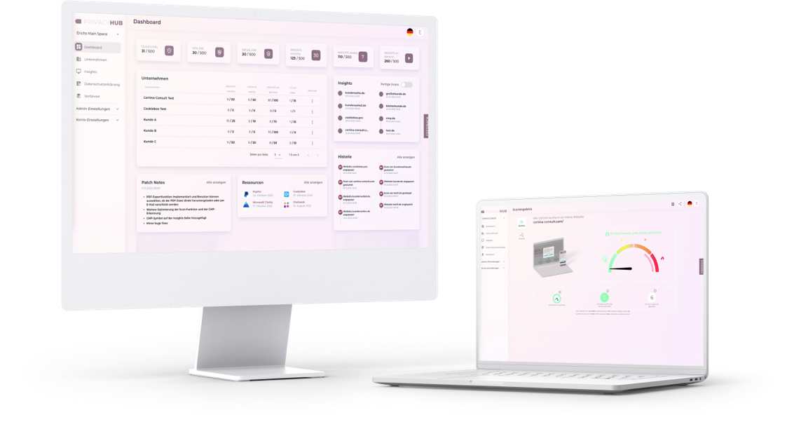 privacy hub dashboard und scan bericht